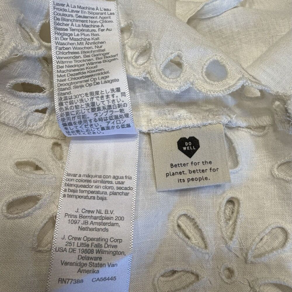 Eyelet Blouse Women Plus Size 4X Ivory Madewell Linen Boho Peasant Summer Top - Picture 11 of 13